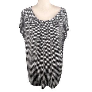 Worthington Black & White Polka Dot Short Sleeve Casual Top Size 1X